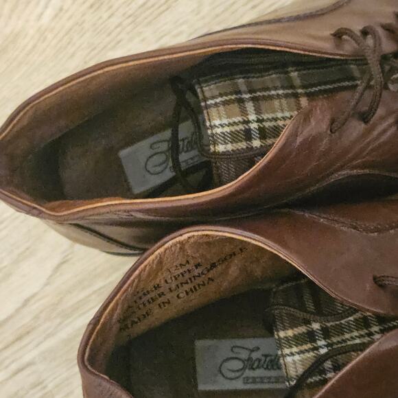 Fratelli Square Toe Chukka Dress Boots Shoes Brown Leather & Plaid Mens Size 12M